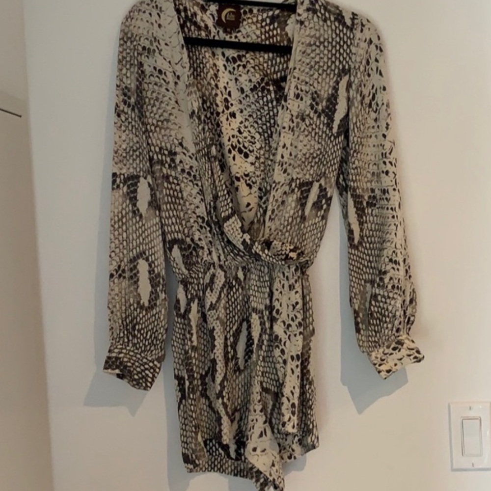 Planet Blue Snakeskin Print Jumpsuit